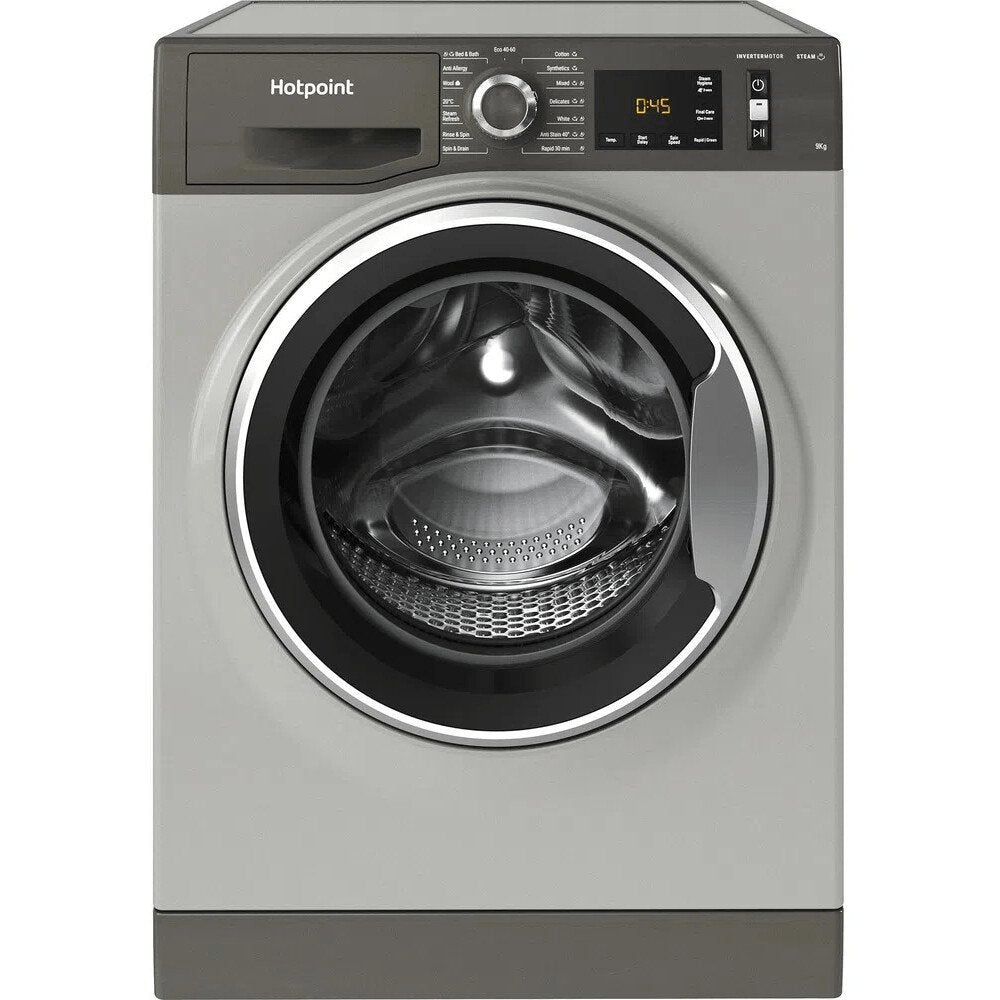 Hotpoint NM11946GCAUKN 9kg Washing Machine, 1400rpm, 59.5cm Wide - Graphite | Atlantic Electrics