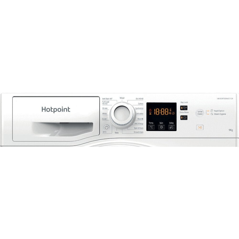 Hotpoint NSWF945CWUKN 9Kg Washing Machine, 1400 rpm, 59.5cm Wide - White | Atlantic Electrics