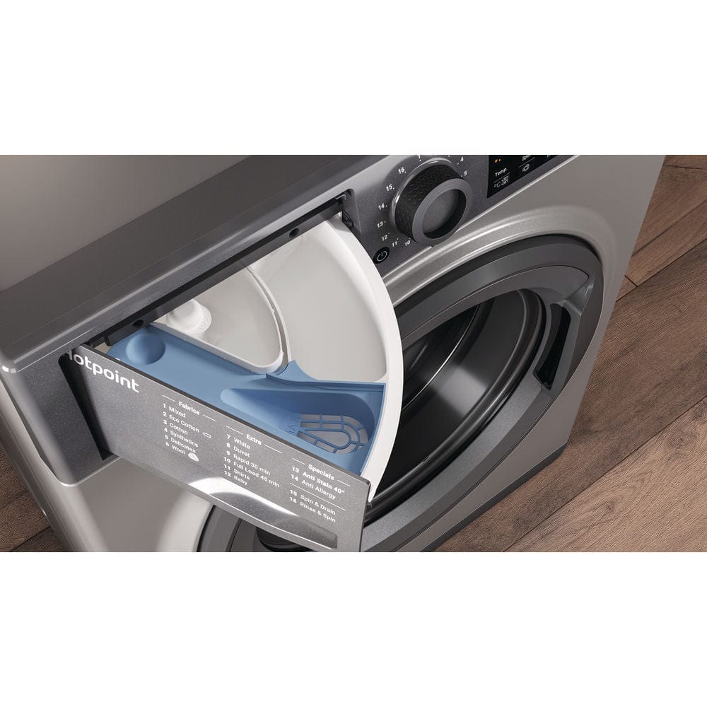 Hotpoint NSWM863CGG 8kg 1600rpm Freestanding Washing Machine - Graphite - Atlantic Electrics - 39478030368991