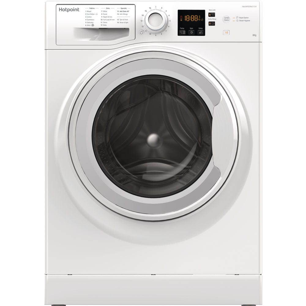 Hotpoint NSWM863CW 8kg 1600rpm Freestanding Washing Machine - White - Atlantic Electrics - 39478030532831