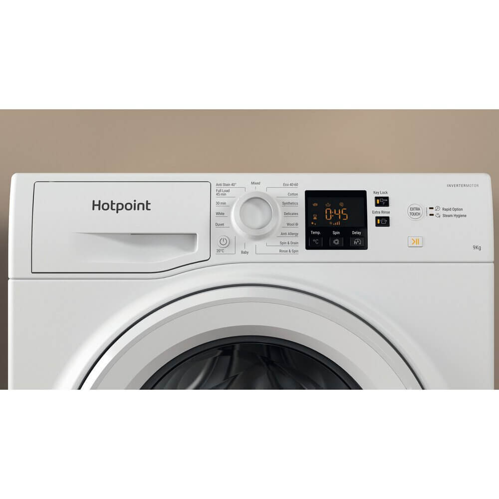 Hotpoint NSWM965CWUKN Freestanding Washing Machine 9kg 1600 Spin White | Atlantic Electrics