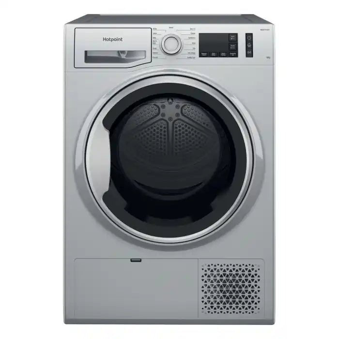 Hotpoint NTM1192SSK Freestanding 9kg Heat Pump Tumble Dryer in - Silver | Atlantic Electrics