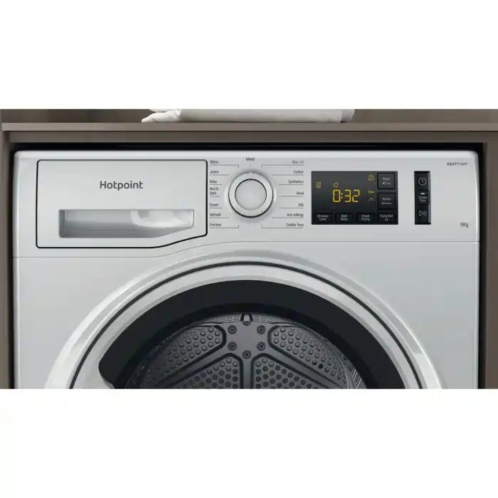Hotpoint NTM1192SSK Freestanding 9kg Heat Pump Tumble Dryer in - Silver | Atlantic Electrics