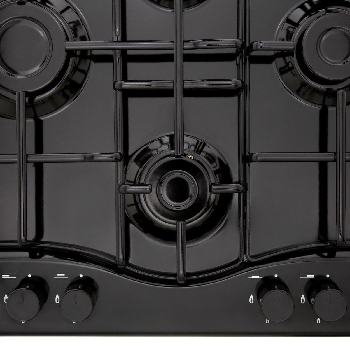 Hotpoint PCN642HBK 60cm Four Burner Gas Hob Black | Atlantic Electrics