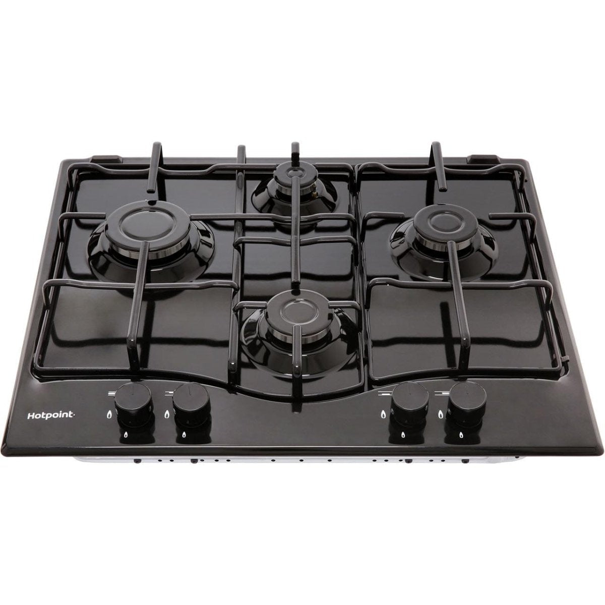 Hotpoint PCN642HBK 60cm Four Burner Gas Hob Black | Atlantic Electrics