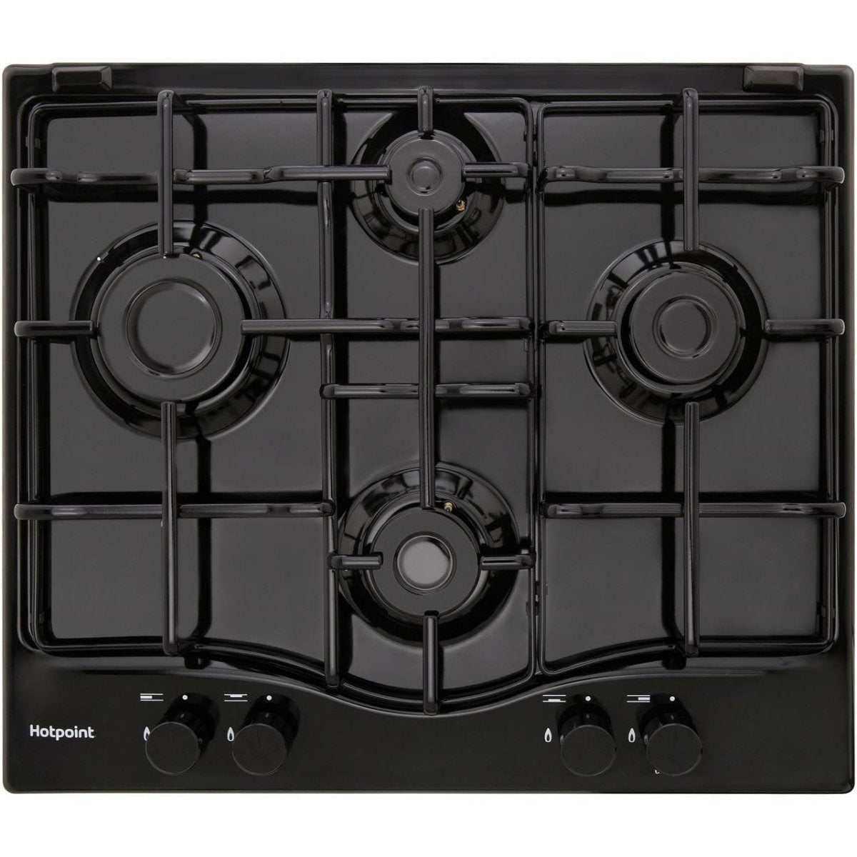 Hotpoint PCN642HBK 60cm Four Burner Gas Hob Black | Atlantic Electrics