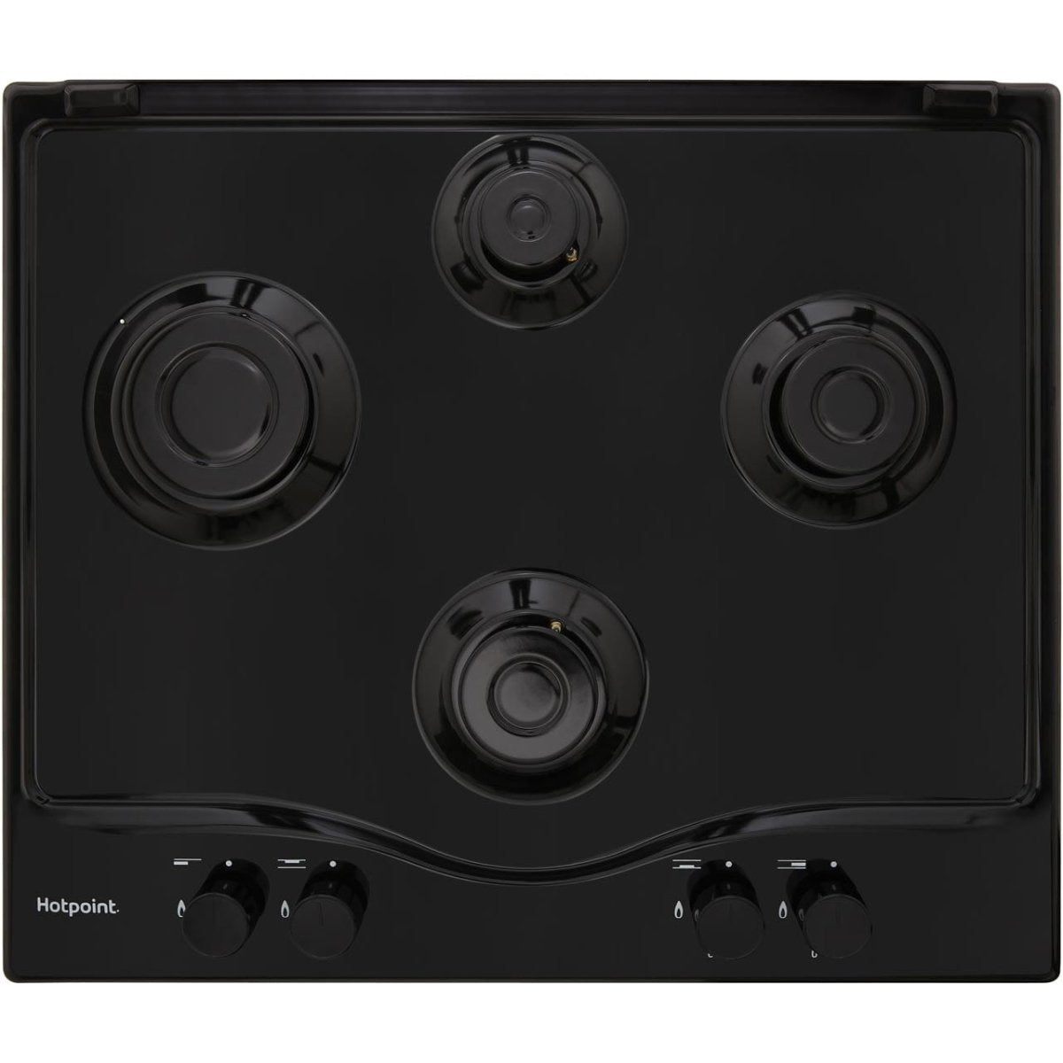 Hotpoint PCN642HBK 60cm Four Burner Gas Hob Black | Atlantic Electrics