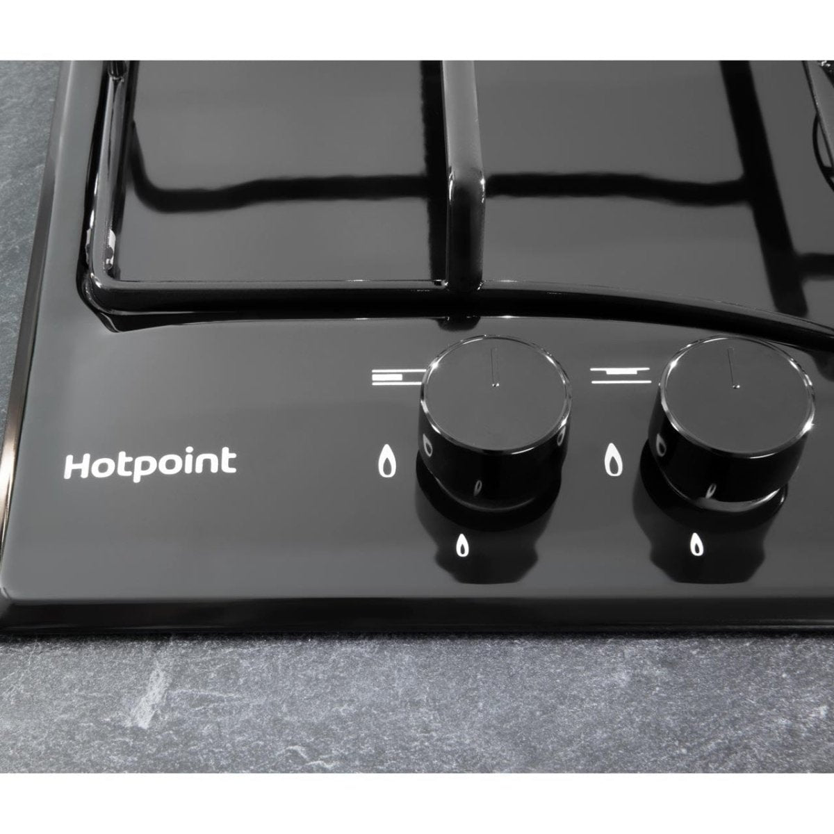 Hotpoint PCN642HBK 60cm Four Burner Gas Hob Black | Atlantic Electrics