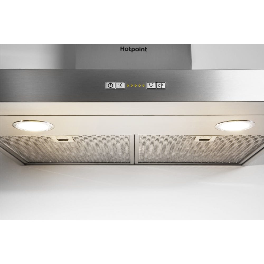 Hotpoint PHC67FLBIX 60cm Chimney Cooker Hood - Stainless Steel | Atlantic Electrics