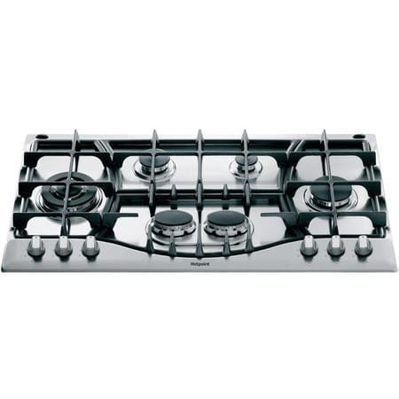Hotpoint PHC961TSIXH 87cm Six Burner Gas Hob Stainless Steel With Cast Iron Pan Stands | Atlantic Electrics