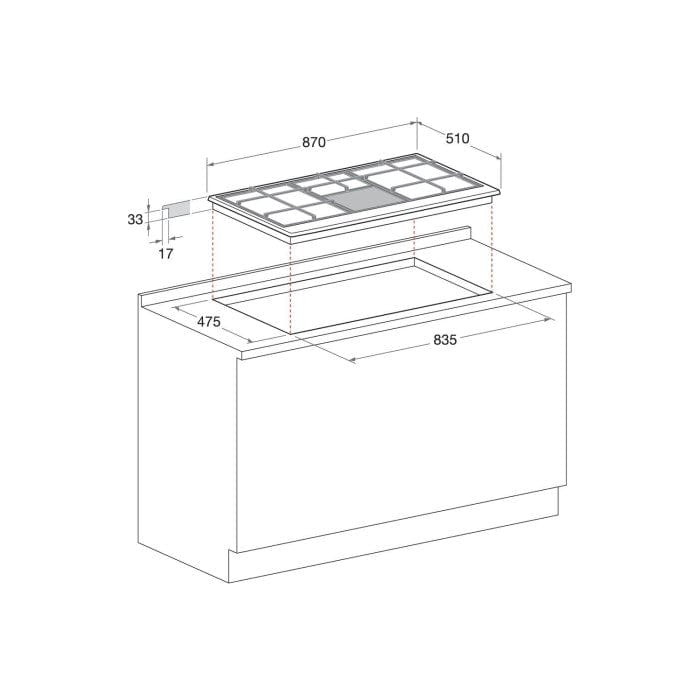 Hotpoint PHC961TSIXH 87cm Six Burner Gas Hob Stainless Steel With Cast Iron Pan Stands | Atlantic Electrics
