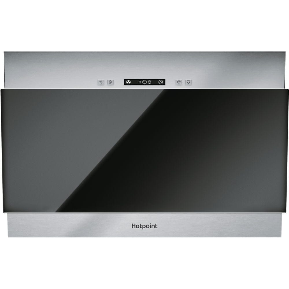 Hotpoint PHVP64FALK 60cm Angled Chimney Cooker Hood in Black | Atlantic Electrics