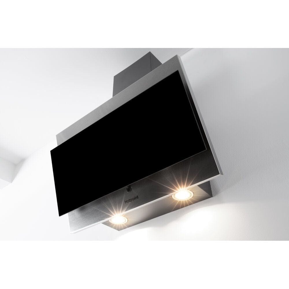 Hotpoint PHVP64FALK 60cm Angled Chimney Cooker Hood in Black | Atlantic Electrics