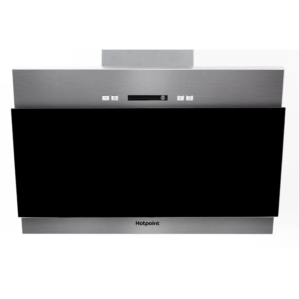 Hotpoint PHVP64FALK 60cm Angled Chimney Cooker Hood in Black | Atlantic Electrics