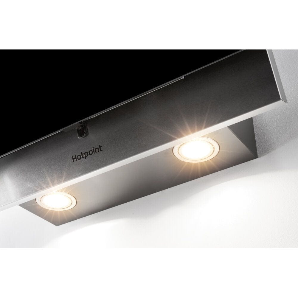 Hotpoint PHVP64FALK 60cm Angled Chimney Cooker Hood in Black | Atlantic Electrics