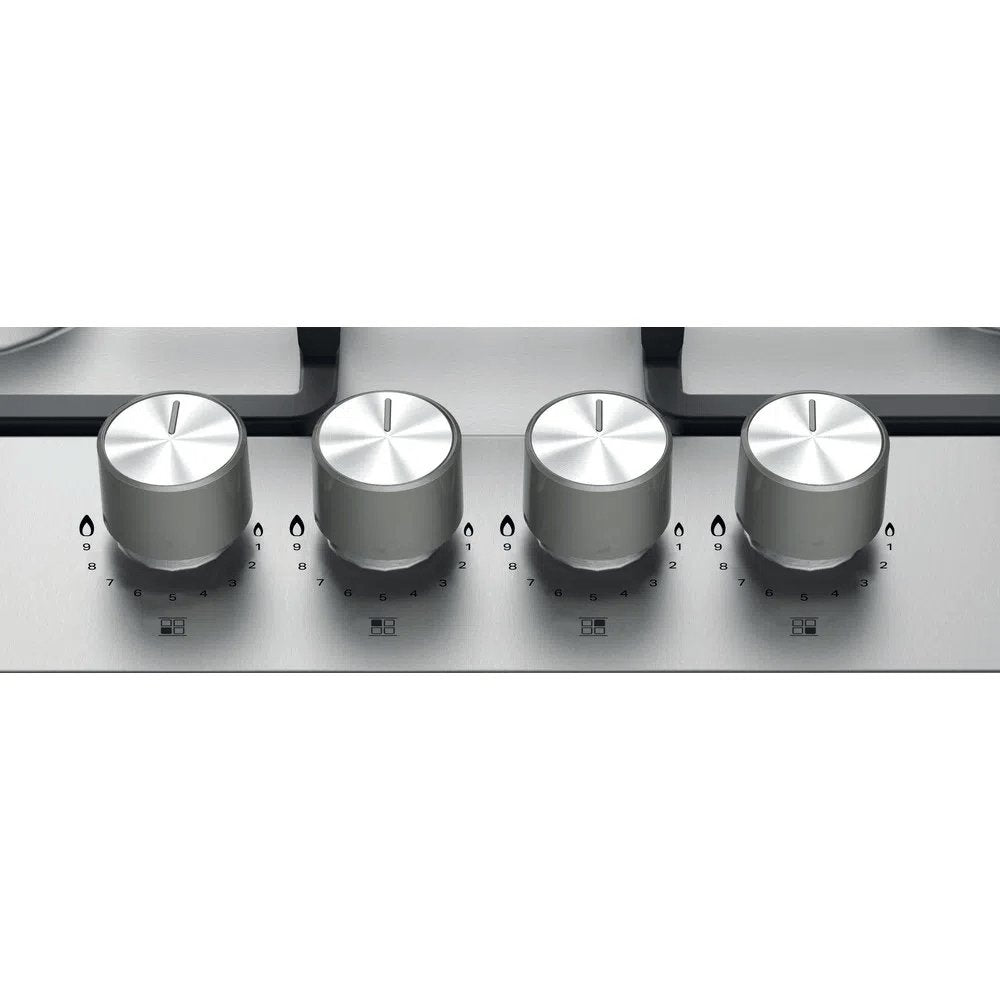 Hotpoint PPH60GDFIXUK Gas Hob, 4 Gas Burners, 59cm Wide - Silver | Atlantic Electrics