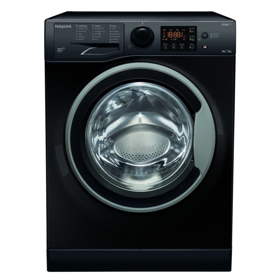 Hotpoint RDG9643KSUKN Futura 9kg Wash 6kg Dry 1400rpm Freestanding Washer Dryer - Black - Atlantic Electrics - 39478043607263