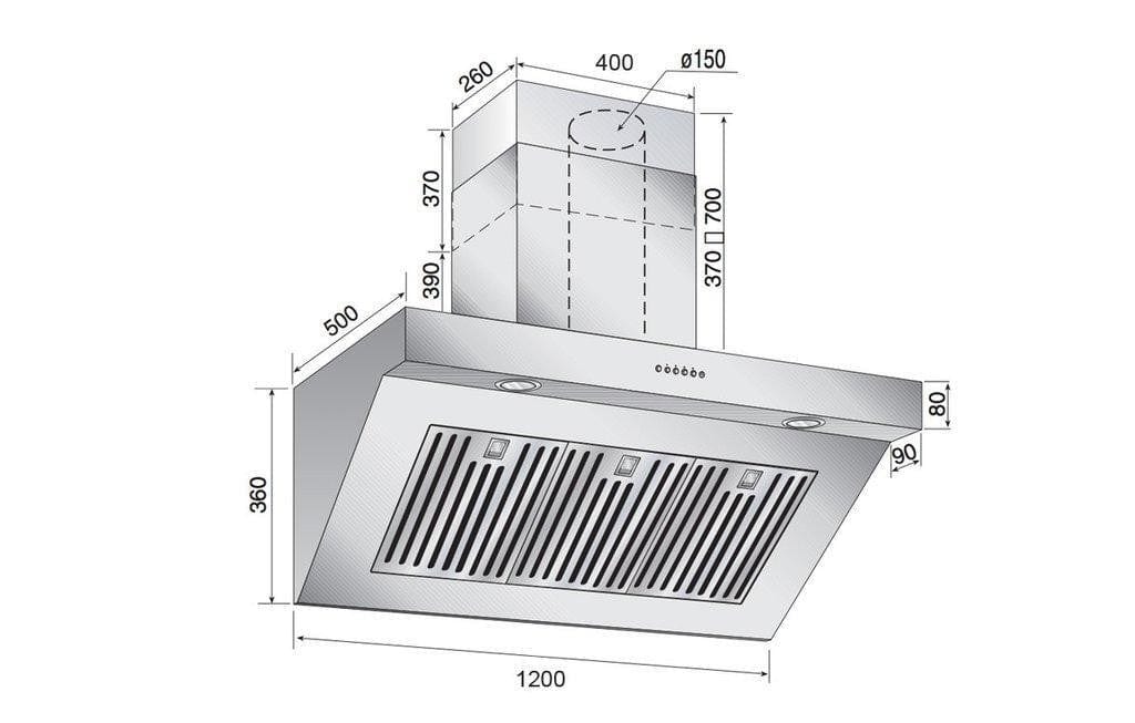 ILVE AGQ120-I Chimney Cooker Hood 120cm, Stainless Steel | Atlantic Electrics