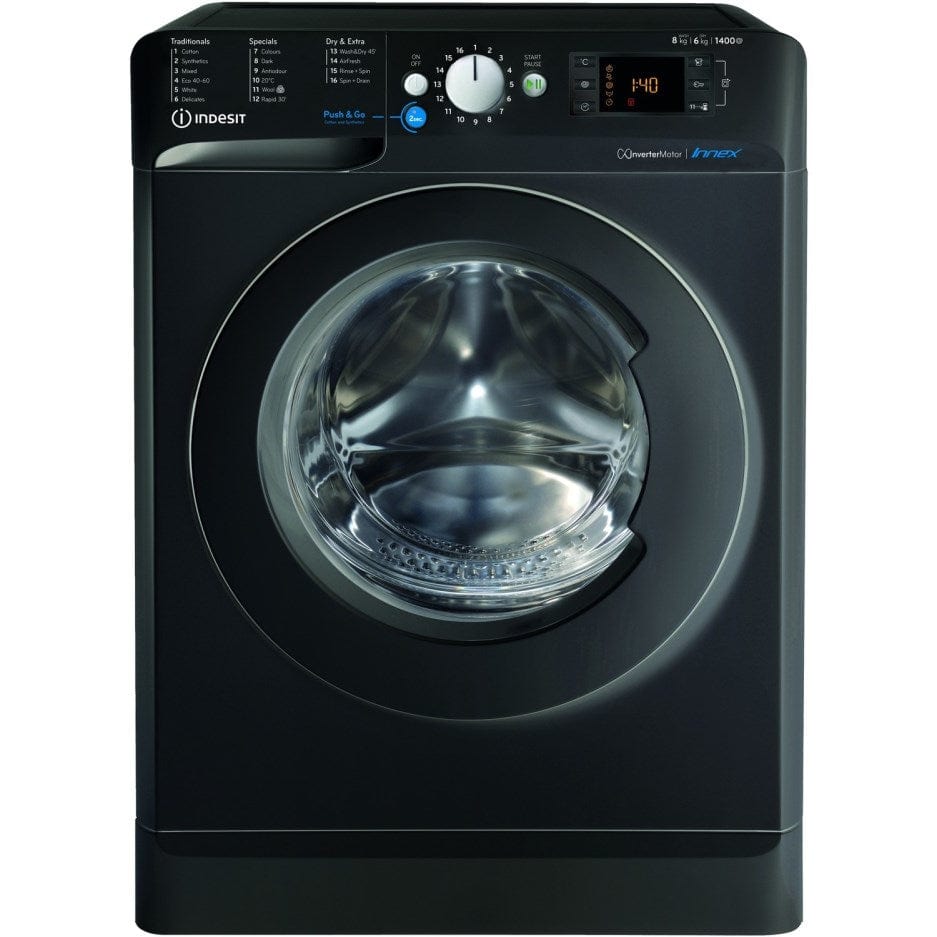 Indesit BDE861483XKUKN 8Kg - 6Kg Washer Dryer with 1400 rpm - Black - Atlantic Electrics - 39478059532511