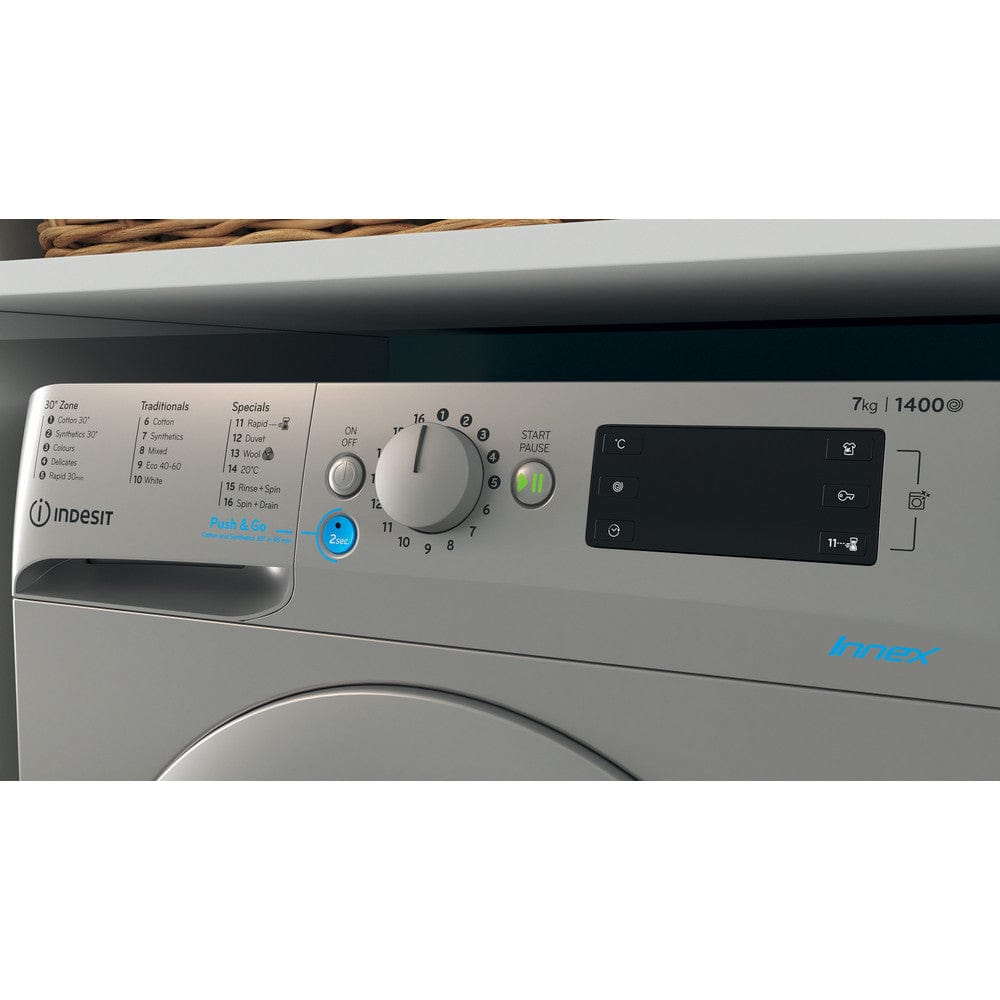 Indesit BWE71452SUKN 7KG 1400rpm Washing Machine Silver | Atlantic Electrics