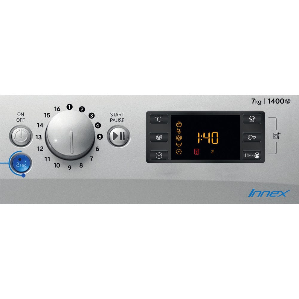 Indesit BWE71452SUKN 7KG 1400rpm Washing Machine Silver | Atlantic Electrics
