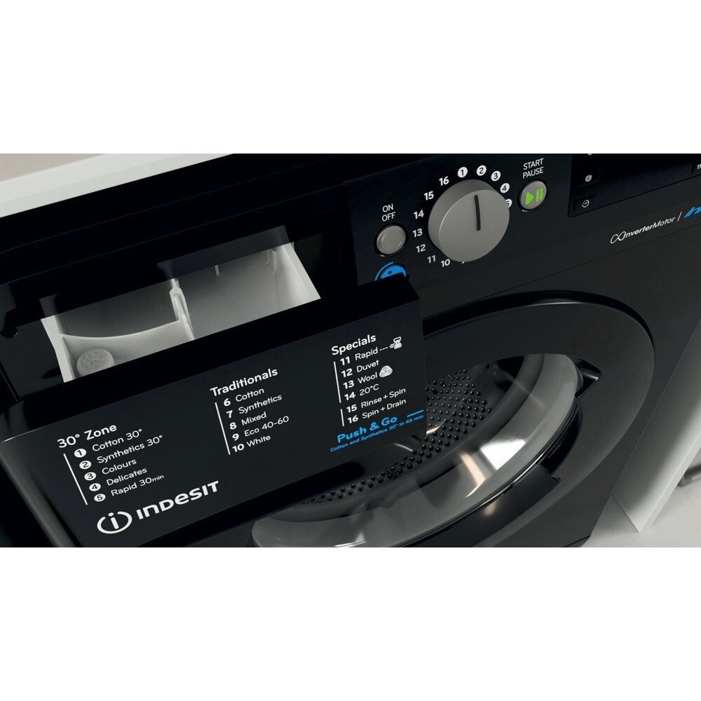 Indesit BWE91496XKUKN 9kg Washing Machine 1400 rpm, 59.5cm Wide - Black | Atlantic Electrics