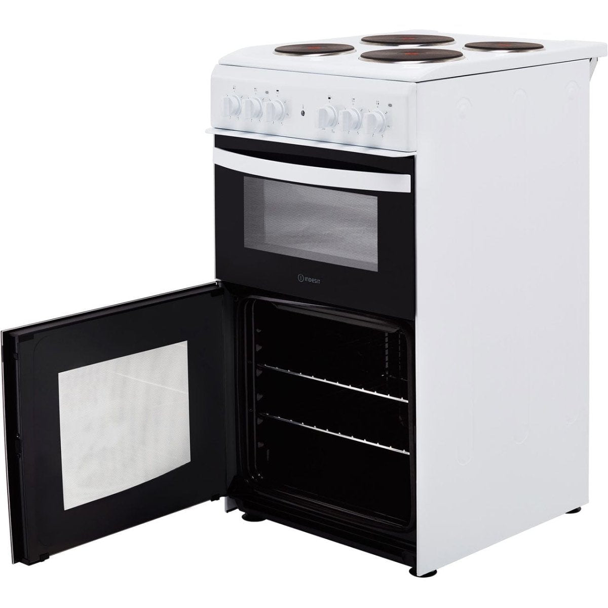Indesit Cloe ID5E92KMW 50cm Electric Cooker with Solid Plate Hob - White - A Rated | Atlantic Electrics