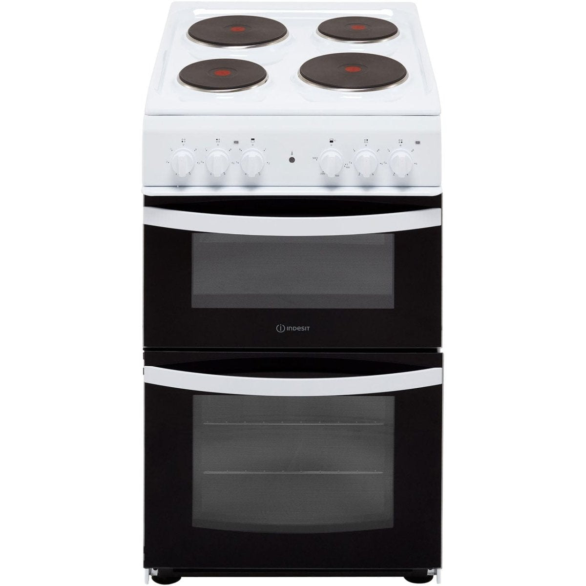 Indesit Cloe ID5E92KMW 50cm Electric Cooker with Solid Plate Hob - White - A Rated | Atlantic Electrics