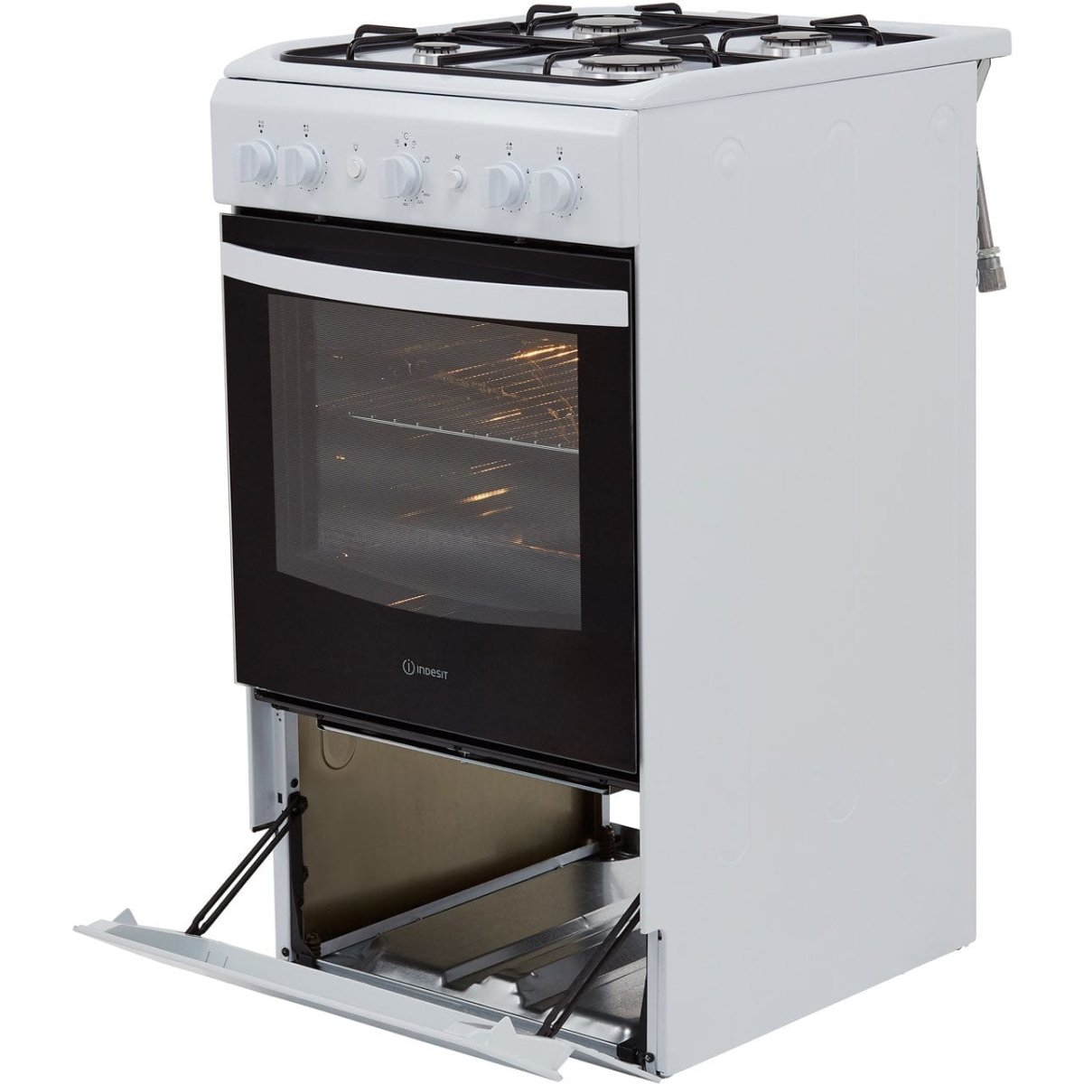 Indesit Cloe IS5G1KMW 50cm Gas Cooker - White - A Rated | Atlantic Electrics