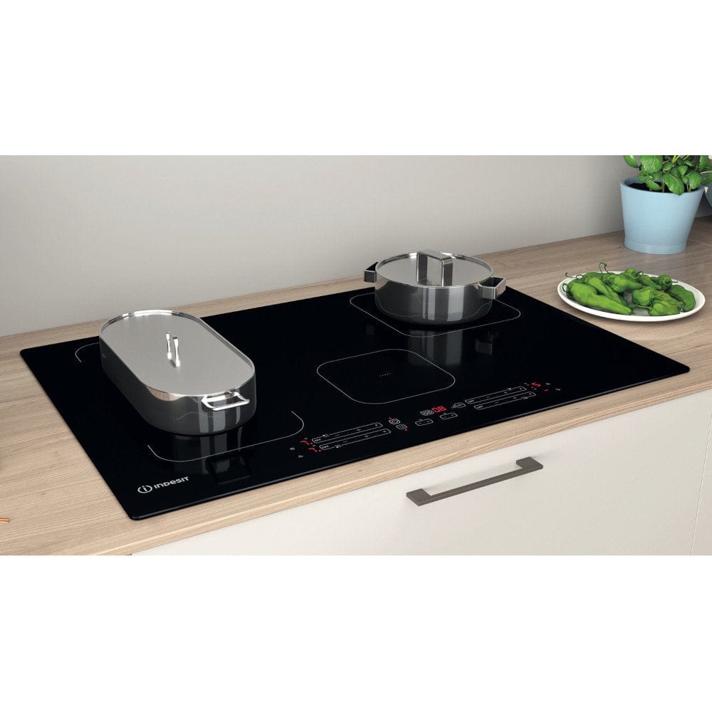 Indesit IB21B77NE 77cm 4 Zone Induction Hob with Dualzone Black | Atlantic Electrics