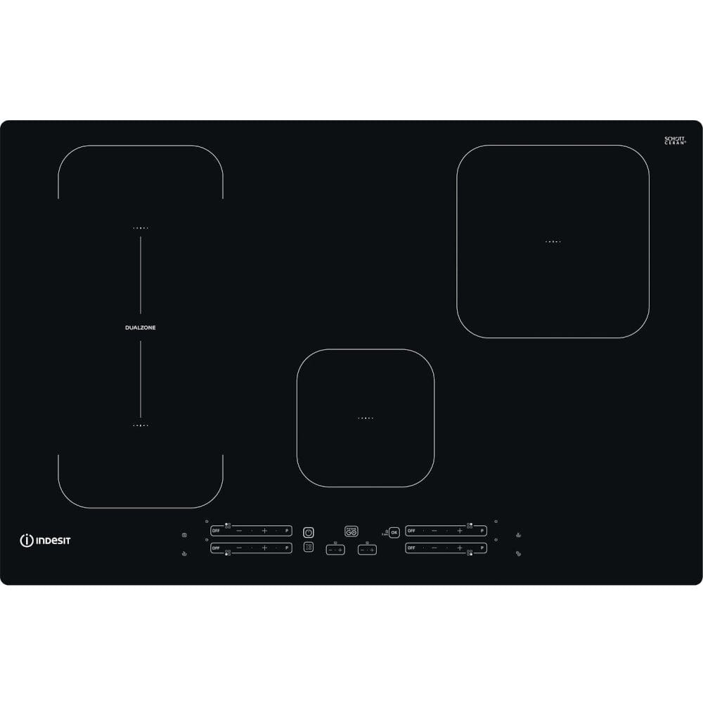 Indesit IB21B77NE 77cm 4 Zone Induction Hob with Dualzone Black | Atlantic Electrics