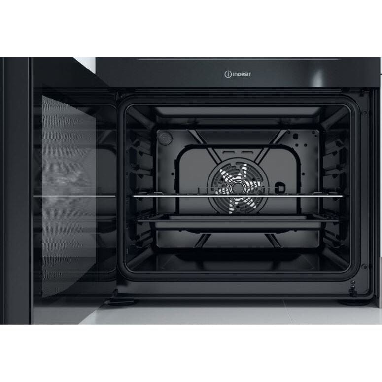 Indesit ID67V9KMBUK 60cm Electric Cooker in Black Double Oven Ceramic Hob | Atlantic Electrics