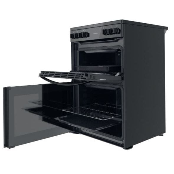 Indesit ID67V9KMBUK 60cm Electric Cooker in Black Double Oven Ceramic Hob | Atlantic Electrics