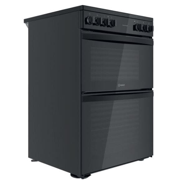 Indesit ID67V9KMBUK 60cm Electric Cooker in Black Double Oven Ceramic Hob | Atlantic Electrics