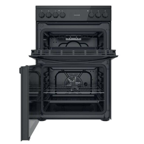 Indesit ID67V9KMBUK 60cm Electric Cooker in Black Double Oven Ceramic Hob | Atlantic Electrics