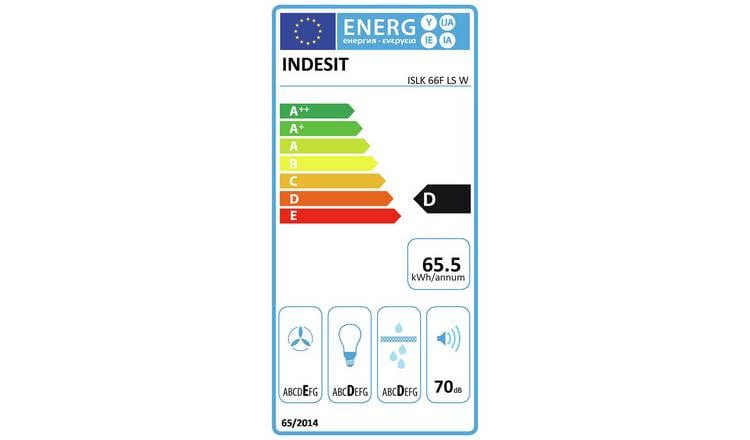 INDESIT ISLK66FLSW 60cm Conventional Cooker Hood - White | Atlantic Electrics