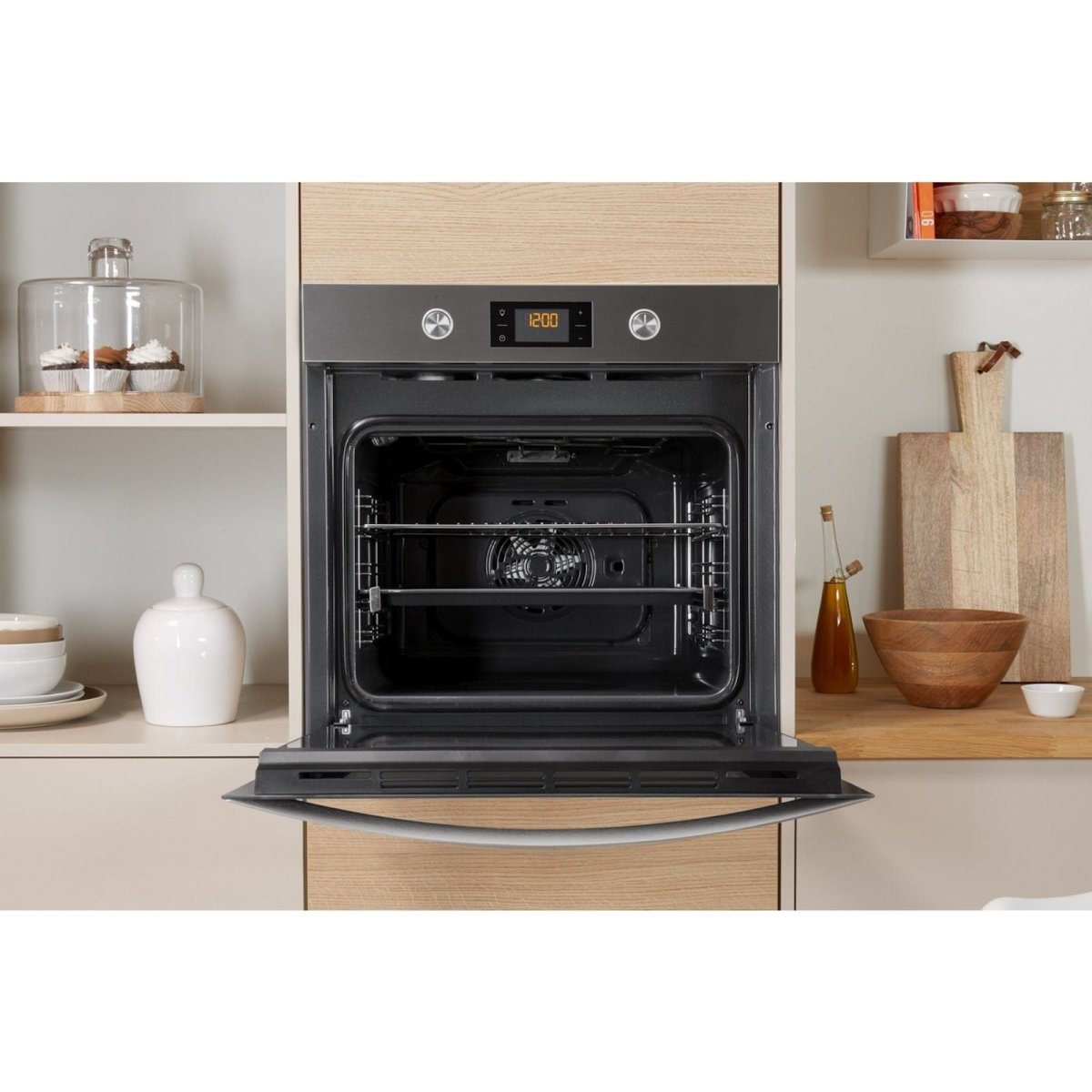 Indesit KFW3841JHIXUK Single Built In Electric Oven Stainless Steel | Atlantic Electrics