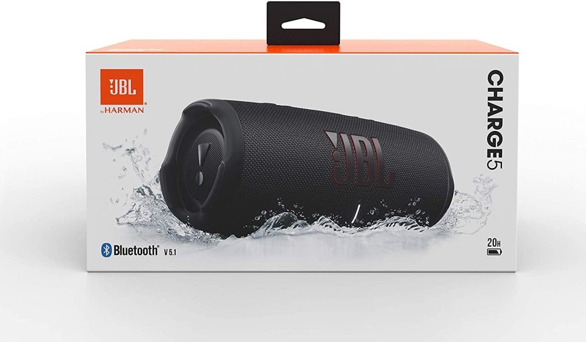 JBL Charge 5 Waterproof Portable Bluetooth Speaker With Powerbank - Black | Atlantic Electrics