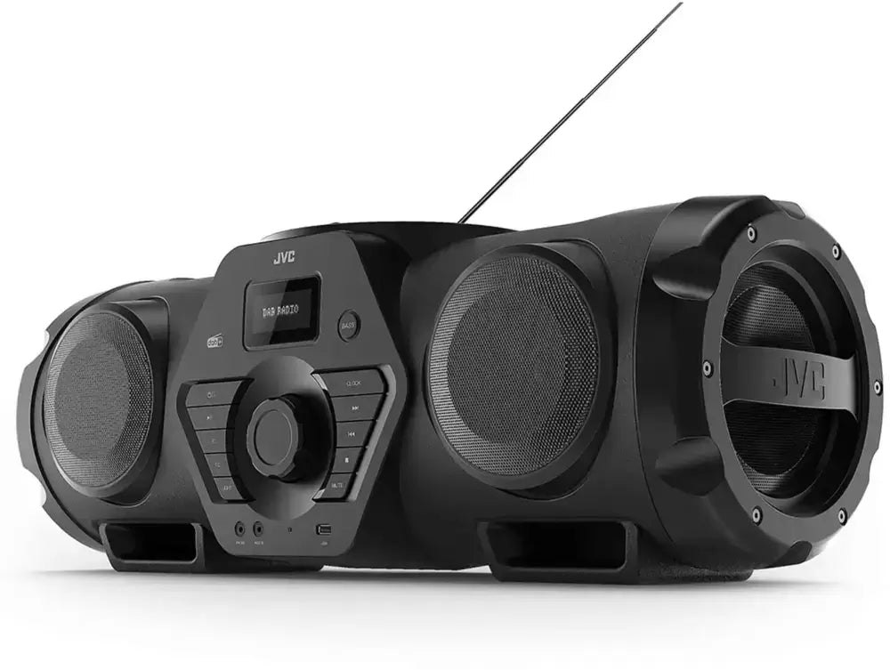 JVC RVNB300DAB 60W CD BoomBlaster with USB, DAB+ and Bluetooth with rechargeable battery pack | Atlantic Electrics
