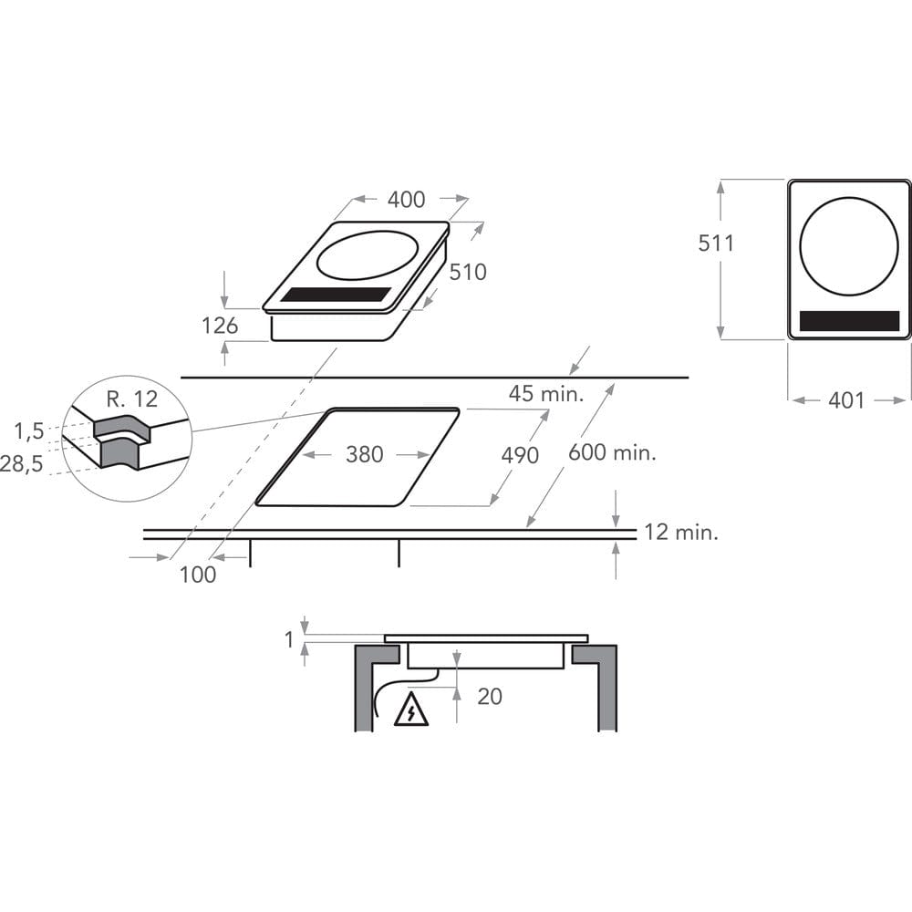 KitchenAid KHWD1 38510 40cm Induction Wok Hob | Atlantic Electrics