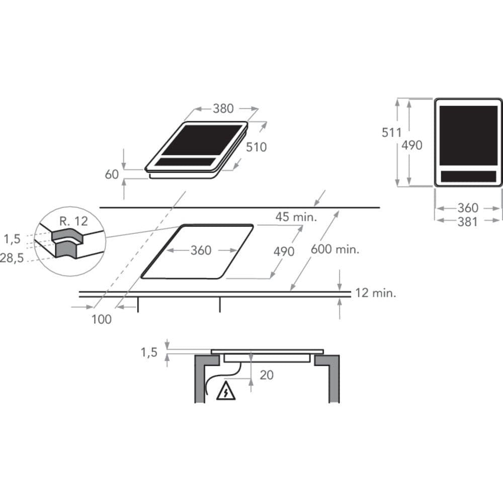 KitchenAid KHYD238510 38cm Two Zone Induction Hob | Atlantic Electrics