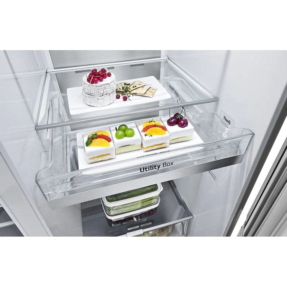 LG InstaView GSXV90BSAE Plumbed American-Style Smart Fridge Freezer - Stainless Steel | Atlantic Electrics