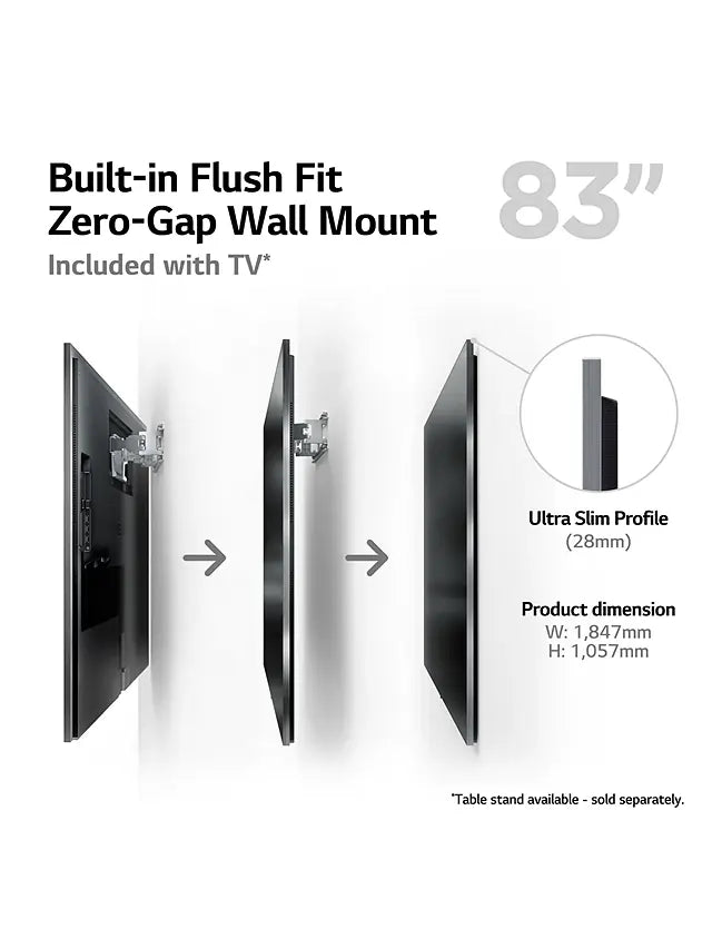 LG OLED83G36LA (2023) OLED HDR 4K Ultra HD Smart TV, 83 inch with Freeview Play/Freesat HD, Dolby Atmos & One Wall Design - Titanium Grey | Atlantic Electrics