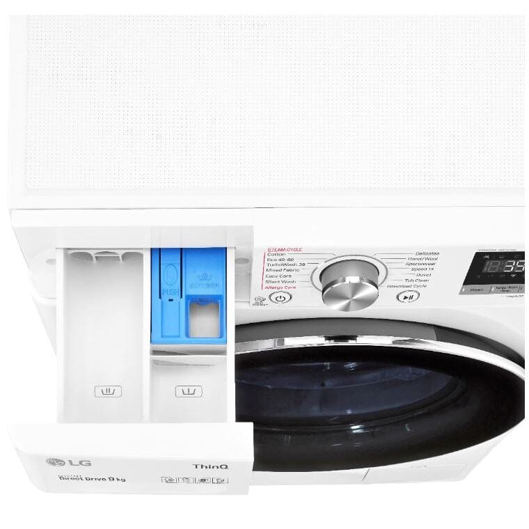 LG V9 F4V909WTSE Wifi Connected 9Kg Washing Machine with 1400 rpm - White | Atlantic Electrics