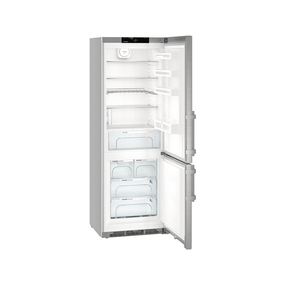 Liebherr CNef5745 411 Litre Comfort Freestanding Fridge Freezer 60-40 with IceMaker and NoFrost- 70cm Wide- SmartSteel Stainless Steel | Atlantic Electrics