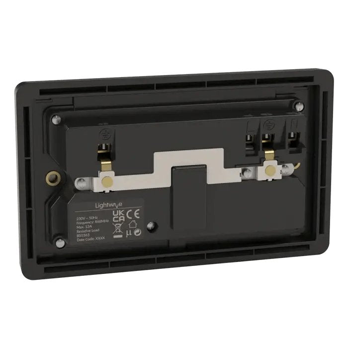 Lightwave LP42MK2 Smart Socket 2 gang, 3000 W, 230 V, Stainless Steel | Atlantic Electrics