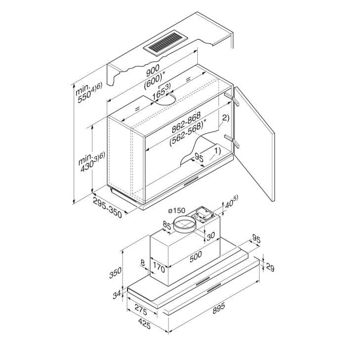 Miele DA3496 90cm wide - 150-550 m3-hr - Extraction + Recirculation - `B` energy rated | Atlantic Electrics