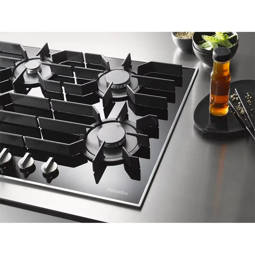 Miele KM3054-1 Gas Hob, 5 Burners Including 1 Dual Wok, 94.2cm Wide - Stainless Steel | Atlantic Electrics