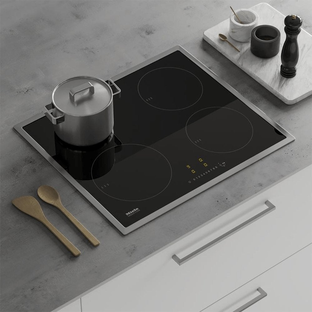 Miele KM7201FR 57.4cm Wide Induction Hob, 4 Cooking Zones, Stainless Steel Frame | Atlantic Electrics