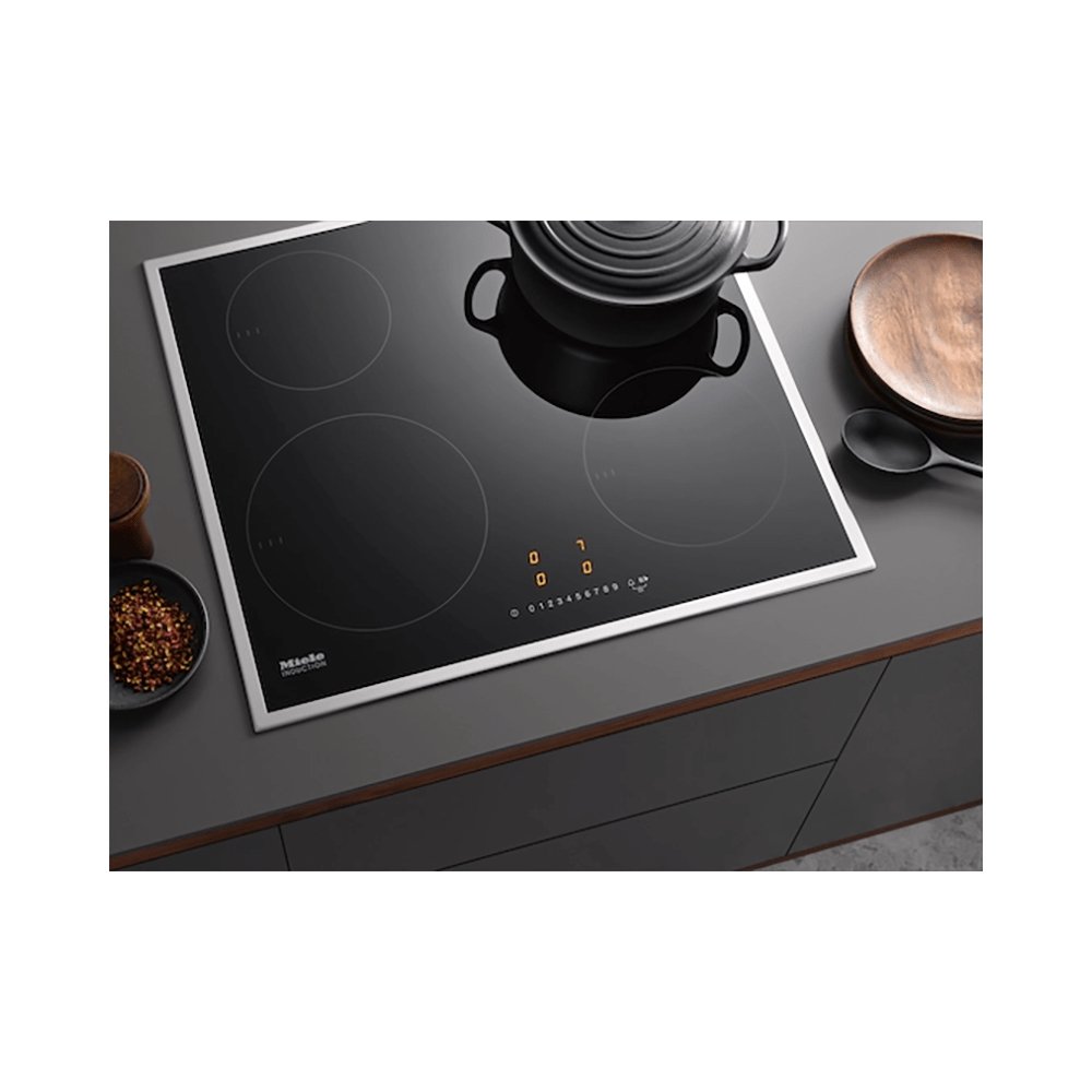 Miele KM7201FR 57.4cm Wide Induction Hob, 4 Cooking Zones, Stainless Steel Frame | Atlantic Electrics